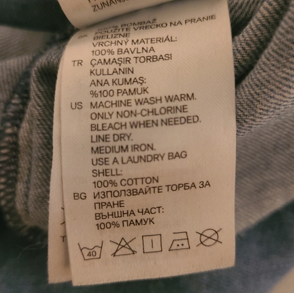 Denim Shirt By &Denim H&M Chambray Raw Edge Womens Size 8 - Picture 9 of 12